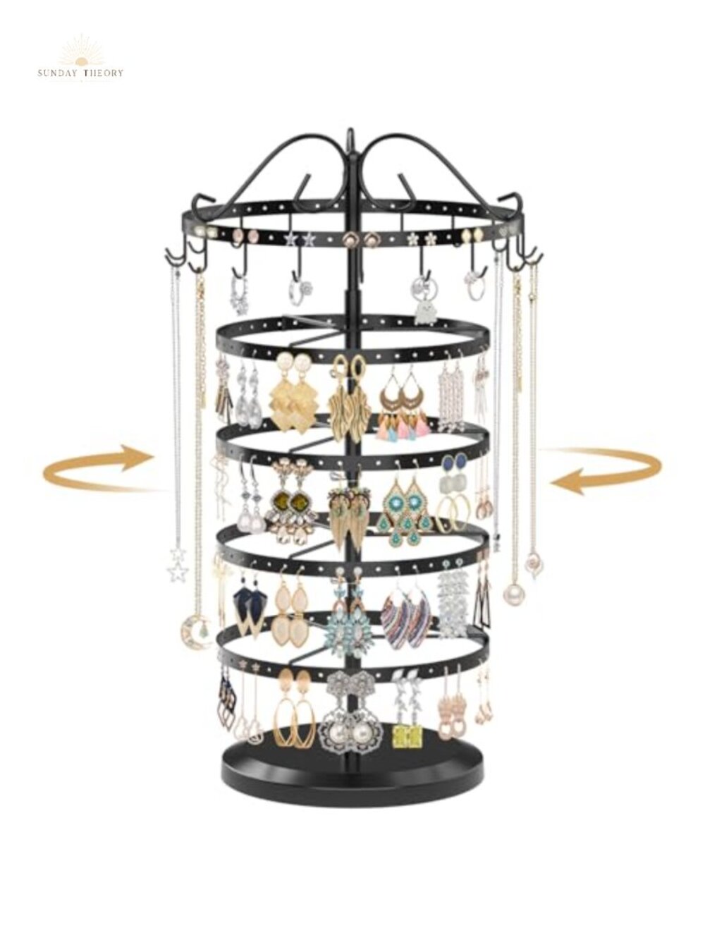 5 Tier Rotating Jewelry Holder Stand, 228 Holes Earring Display Organizer, Gift